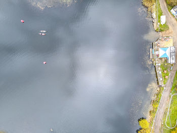 High angle view of lake in city