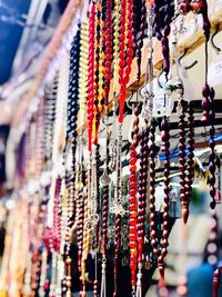 Close-up of jewelries for sale