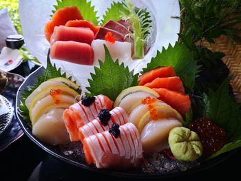 High angle view of fish in plate