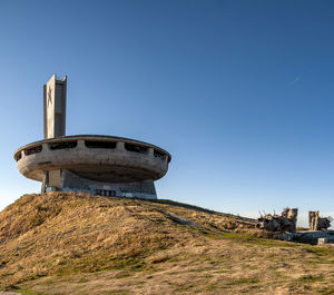 The monument house of the bulgarian communist party on buzludzha peak in the balkan mountains