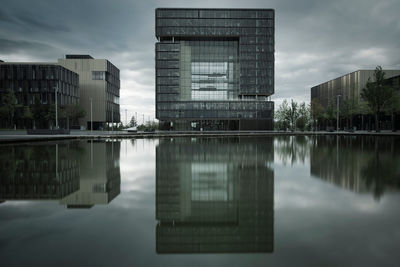 Scenic view of the headquarters of thyssen krupp in essen, germany