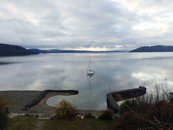 Scenic view of lake against sky