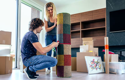 Portrait of friends working at home