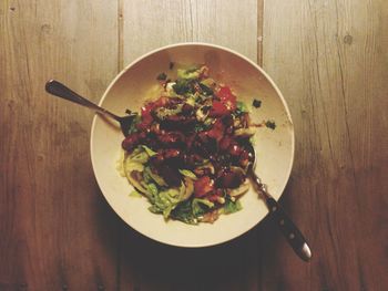 Directly above shot of food in bowl