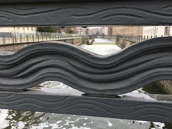 High angle view of dam on canal