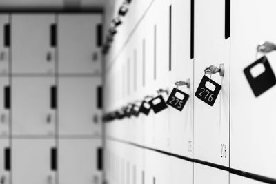 Close-up of padlocks on wall