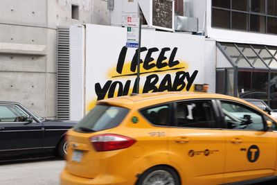 Yellow car on street