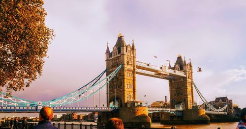 Low angle view of suspension bridge