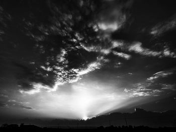 Low angle view of silhouette mountain against sky
