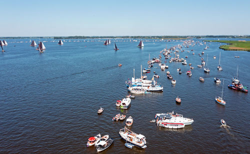 Aerial from skutsjesilen on the sneekermeer in friesland in the netherlands