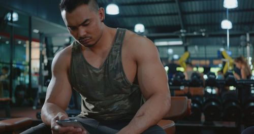 Young man looking at camera