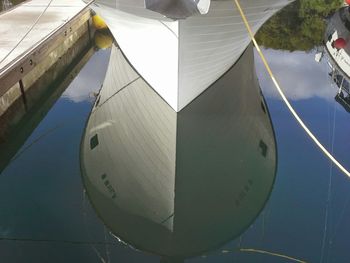 Close-up of boats in water