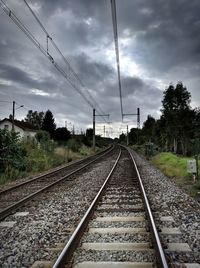 Railroad track against sky