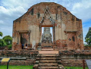 Low angle view of old building against sky