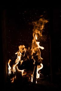 Burning fire at night