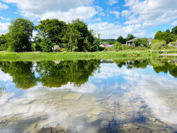 Reflection of the lake against sky