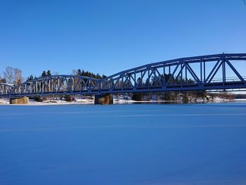 Bridge over river against blue sky