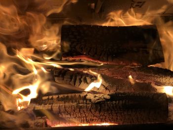 Close-up of bonfire at night