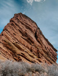 Rock formations on mountain against sky