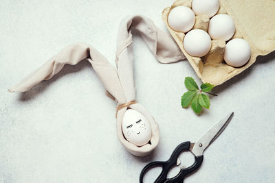 High angle view of easter egg on table