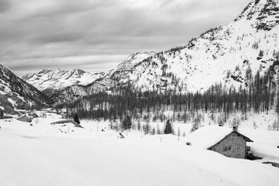 Snowfall on the mountain village