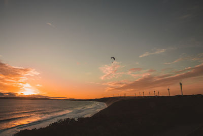 Scenic view of sunset over sea