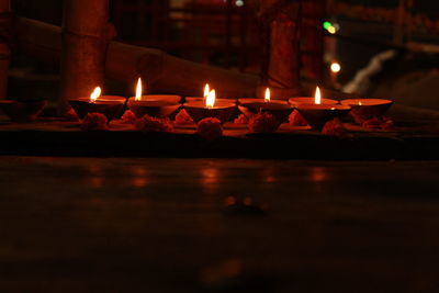 Lit diyas at night