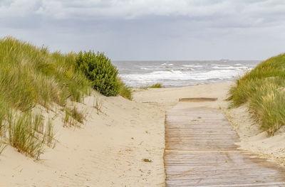 Scenic view of beach against sky