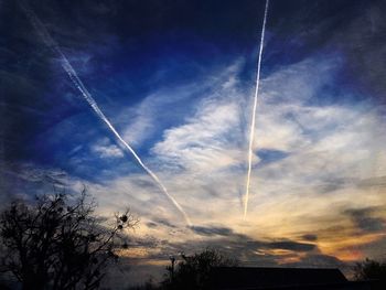 Low angle view of vapor trail in sky