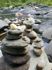 Stack of pebbles in water