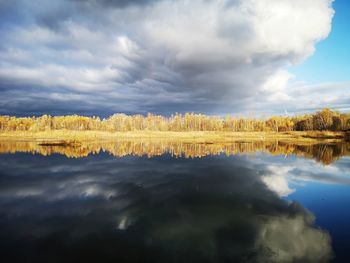 Scenic view of lake against sky