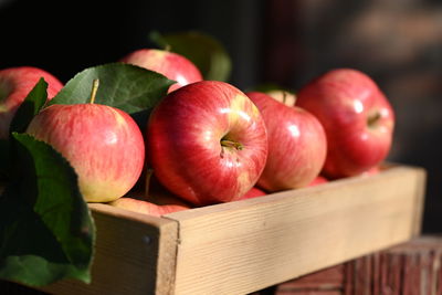 Close-up of apples in basket