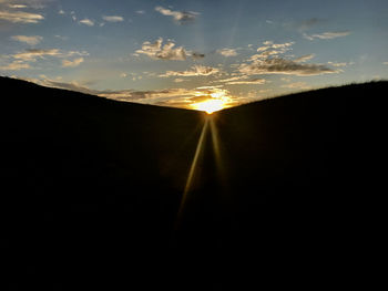 Silhouette landscape against sky during sunset