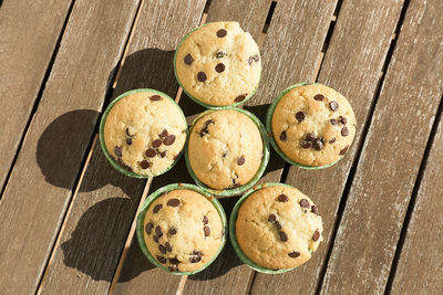 High angle view of cookies on table