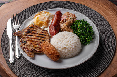 Close-up of food in plate on table