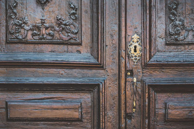 Closed door of old building