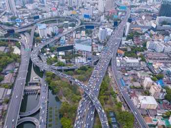 High angle view of elevated road in city