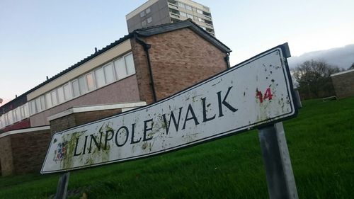 Low angle view of information sign