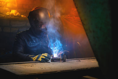 Man working at night