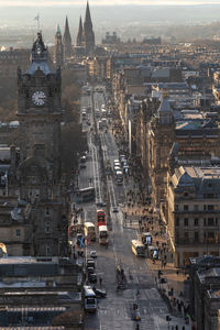 High angle view of buildings in city