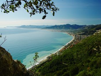 Scenic view of sea against cloudy sky