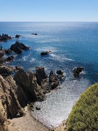 Scenic view of sea against clear sky