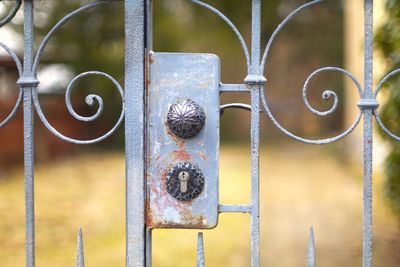 Close-up of metal gate