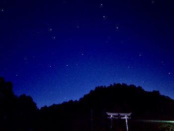 Low angle view of trees against sky at night