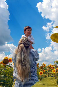 Baby in the sunflower