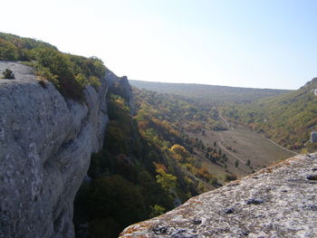 Scenic view of mountains against clear sky