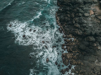 High angle view of sea waves