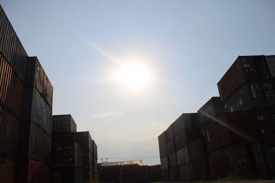 Low angle view of buildings against sky during sunset