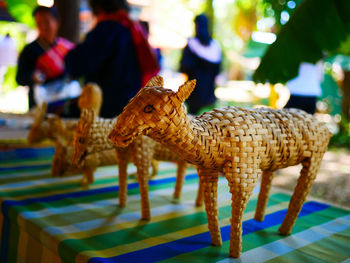 Close-up of animal toy in market