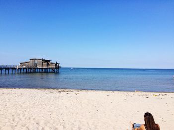 Scenic view of sea against clear sky